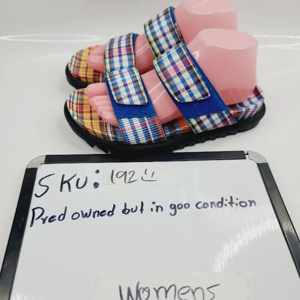 Vibram Women's Multicolor Plaid Dual Strap Casual Slide Sandal Size‎ 7